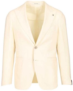 Tagliatore Vesuvio Wool And Silk Blazer - Natural