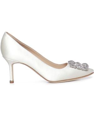 Manolo Blahnik Hangisi Satin Pumps - White