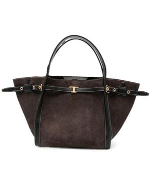 Tod's T Timeless Small Leather Tote Bag - Black