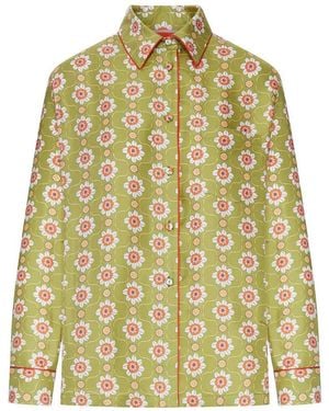 La DoubleJ Silk Shirt With Floral Print - Yellow