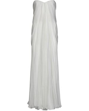 McQueen Draped Silk Chiffon Bustier Dress - White