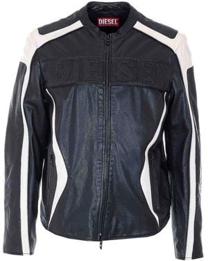 DIESEL L-Adam Leather Jacket - Blue
