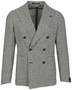 Tagliatore Double-Breasted Houndstooth Blazer - Grey