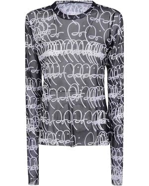 Maria Calderara Loose T-Shirtgraphic Pattern Large Bi - Blue