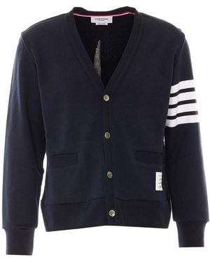Thom Browne Cardigan With Frontal Buttons Closure - Blue