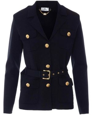 Elisabetta Franchi Belted Pocket Blazer - Blue