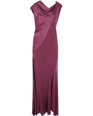 Alberta Ferretti Enver Satin Long Dress - Purple