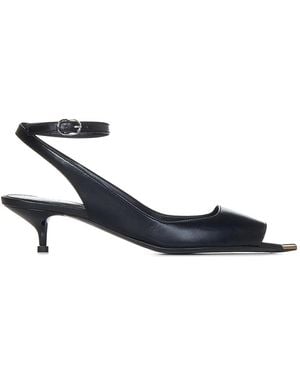 McQueen Leather Sandals With Kitten Heel - Blue