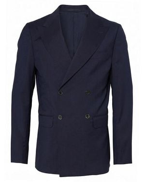 Low Brand Regular-Fit Wool Double-Breasted Blazer - Blue