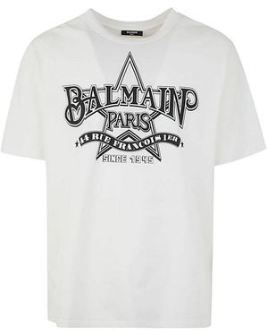 Balmain Star Print T-Shirt Straight Fit - Grey