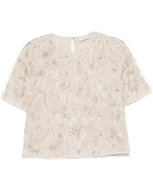 Brunello Cucinelli Embroidered Sequin Top - White