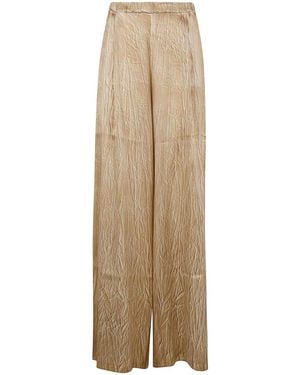 Avant Toi Crumpled Effect Silk Palazzo Pants - Natural