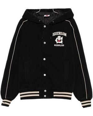 ICECREAM Cotton Hooded Bomber Jacket - Black