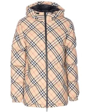 Burberry Keswick Check Down Jacket - Natural
