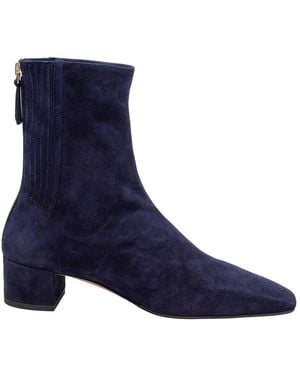 Aquazzura Saint Honore Bootie 35 Suede Ankle Boot - Blue
