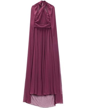 Genny Long Chiffon Cape Dress - Purple