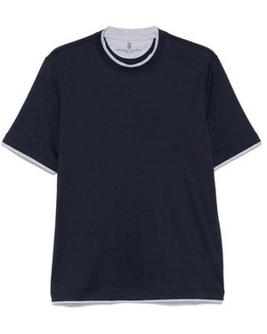 Brunello Cucinelli T-Shirt With Faux-Layering - Blue