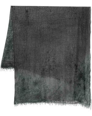 Avant Toi Daisy Print Scarf With Fringes 140X140 - Black