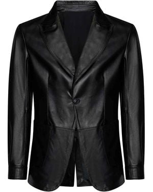 Franzese Collection Kangaroo Leather Single-Breasted Blazer - Black