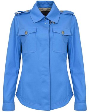 Fay Light Cotton Drill Shirt Jacket - Blue