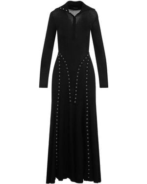 Simone Rocha Ribbed Multi Snap Bias Cut Dress - Black