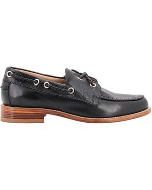 Thom Browne Leather Loafer With Textured Leather Inserts - Gray