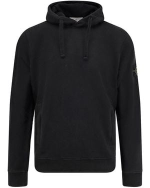 Stone Island Organic Cotton Sweatshirt With Hood - Black