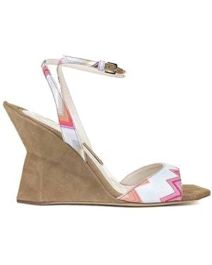 Missoni Leather And Suede Sandal - White