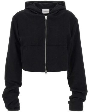 7 For All Mankind Cropped Zip Hooded Jacket - Black