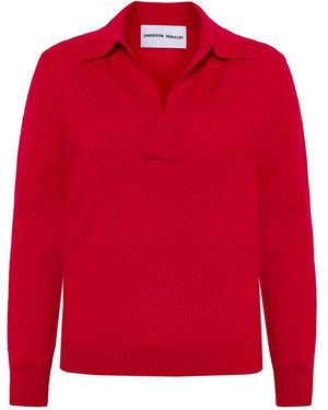 EMERSON RENALDI Deep Polo-Collar Jumper - Red