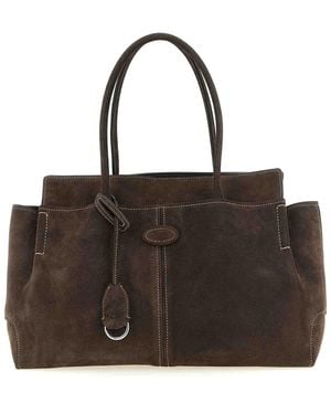 Tod's Medium Suede Shopping Bag - Black