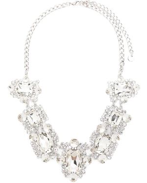 Self-Portrait Crystal Cluster Necklace - White