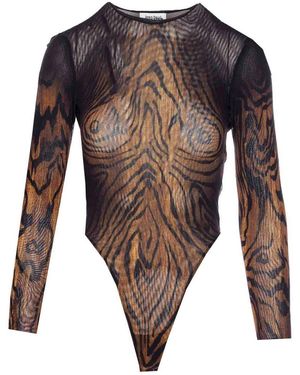 Jean Paul Gaultier The Wood Print Longsleeves Top - Black