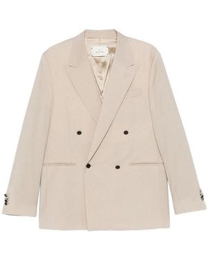 Manuel Ritz Stretch Wool Double-Breasted Blazer - Natural