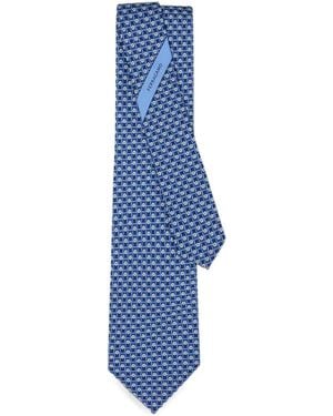 Ferragamo Tournament Print Silk Tie - Blue