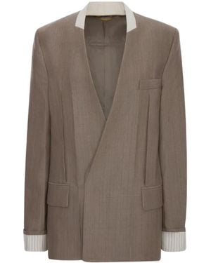 Victoria Beckham Limestone-Colored Herringbone Virg - Brown