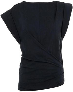Isabel Marant Maisan Draped Cotton T-Shirt - Black