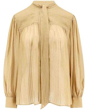 Chloé Silk Shirt With Lurex Details - Natural