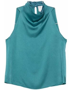 forte_forte Satin Turtle-Neck Top - Blue