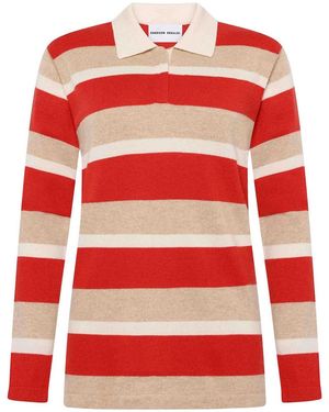 EMERSON RENALDI Polo-Neck Striped Jumper - Red