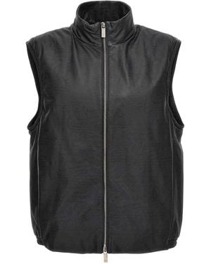 Berluti Scritto Print Sleeveless High Collar Vest - Black