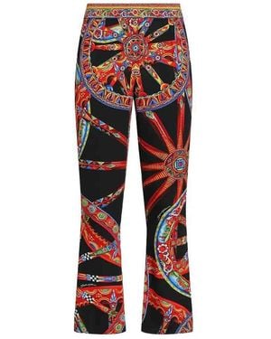 Dolce & Gabbana Carretti Print Silk Pants - Red
