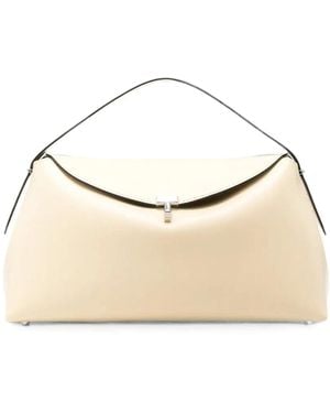TOTEME T-Lock Leather Top Handle Bag - Natural