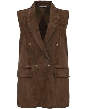Leather Authority Pecan Suede Lanai Vest - Brown