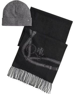 Ralph Lauren Eqst Scrf Ht-Gift Box Set - Black