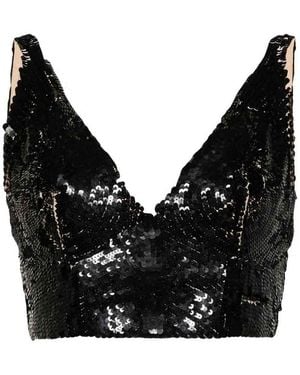 P.A.R.O.S.H. Grand Sequinned Crop Top - Black