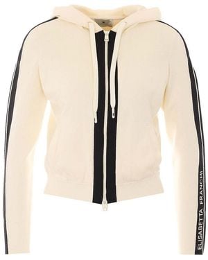 Elisabetta Franchi Cropped Zipped Hoodie - Natural