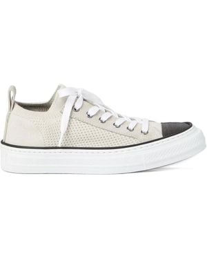 Brunello Cucinelli Knitted Lace-Up Sneakers - White