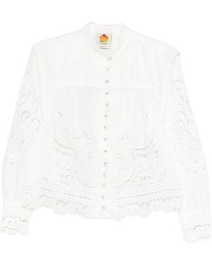 FARM Rio Blouse With Floral Embroidery - White