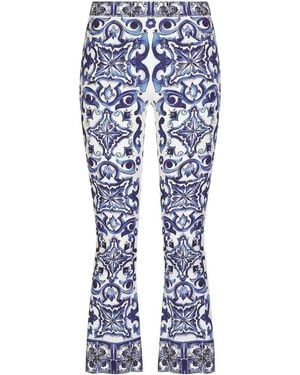 Dolce & Gabbana Majolica Print Cropped Trousers - Blue